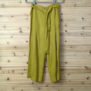 L*Space Pants Womens Medium Green Smith Wide Legged‎ Crop Belted